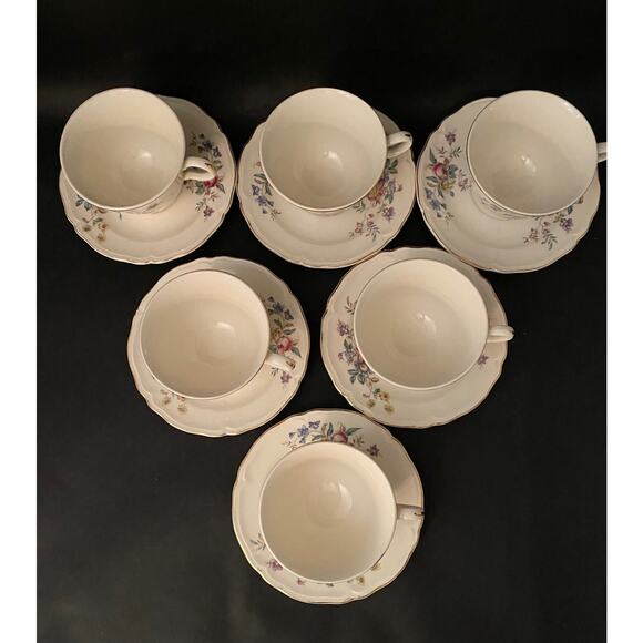 Set of 6 Edwin Knowles Winslow Teacups & Saucers - 1950s - Picture 2 of 9